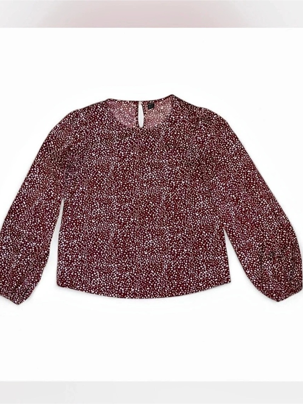 SHEIN Printed Long Sleeve Blouse in Red & White Size Medium